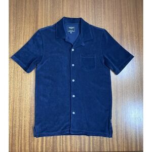 Todd Snyder New York Mens XS Navy Blue Terry Cloth Cotton Blend Button Up Shirt